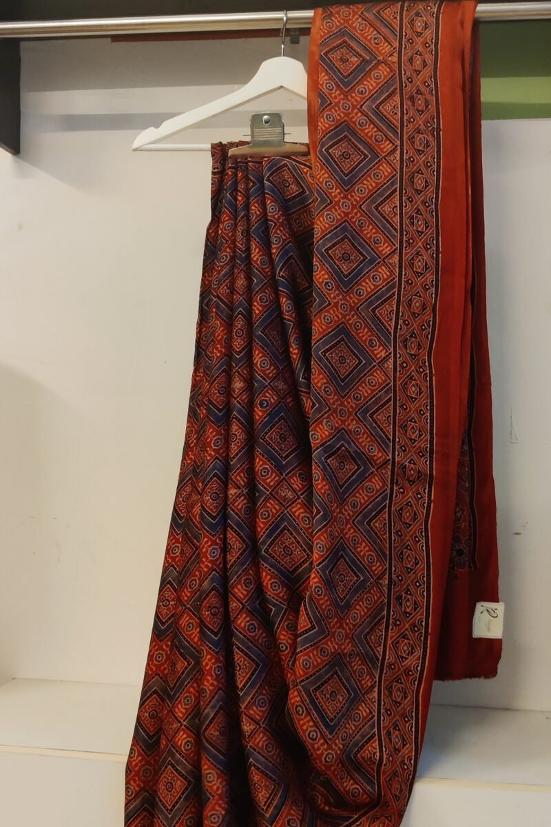 Bhuj Elegance - Red and Grey - Ajrakh Modal Silk Vegetable Dyed Saree - Image 3