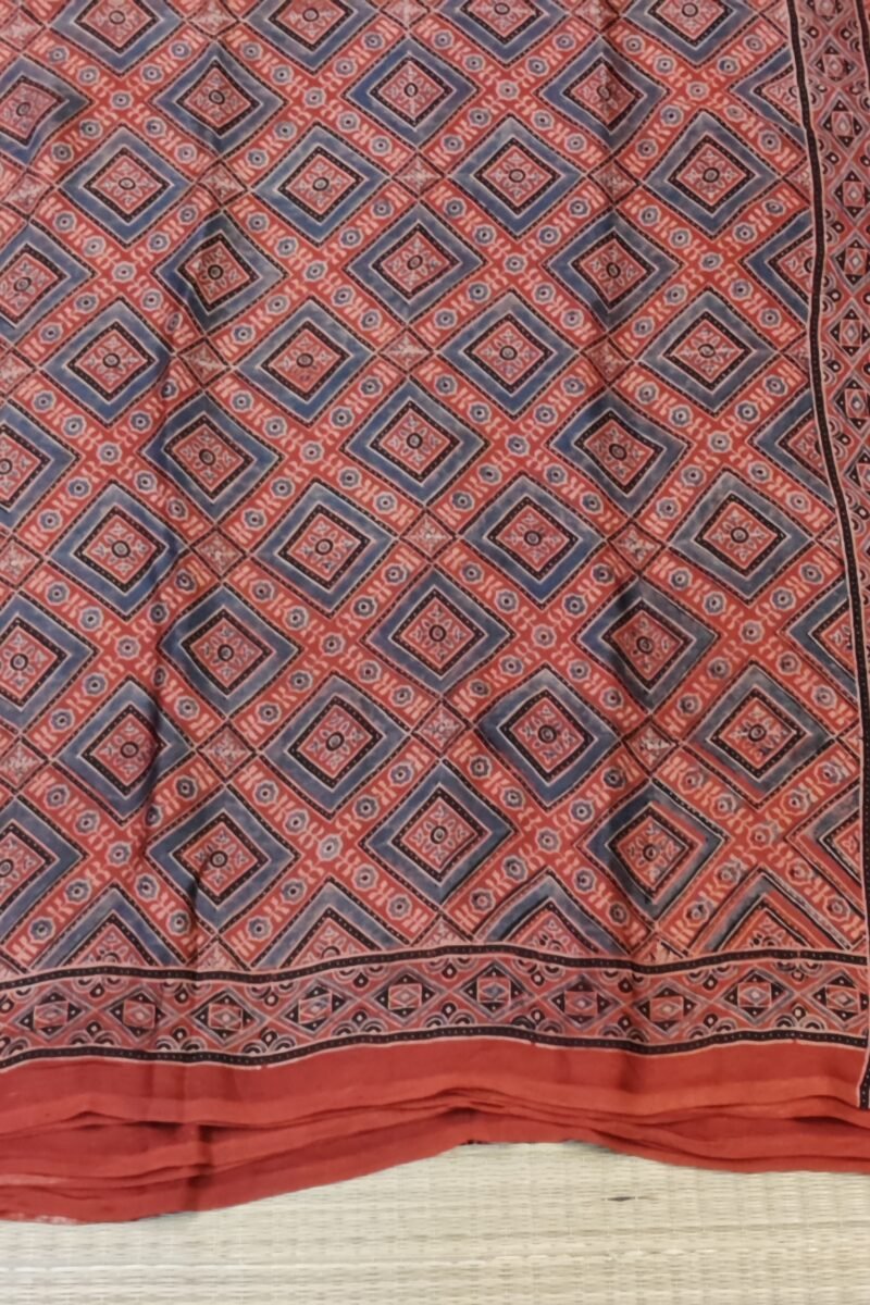 Bhuj Elegance - Red and Grey - Ajrakh Modal Silk Vegetable Dyed Saree - Image 5