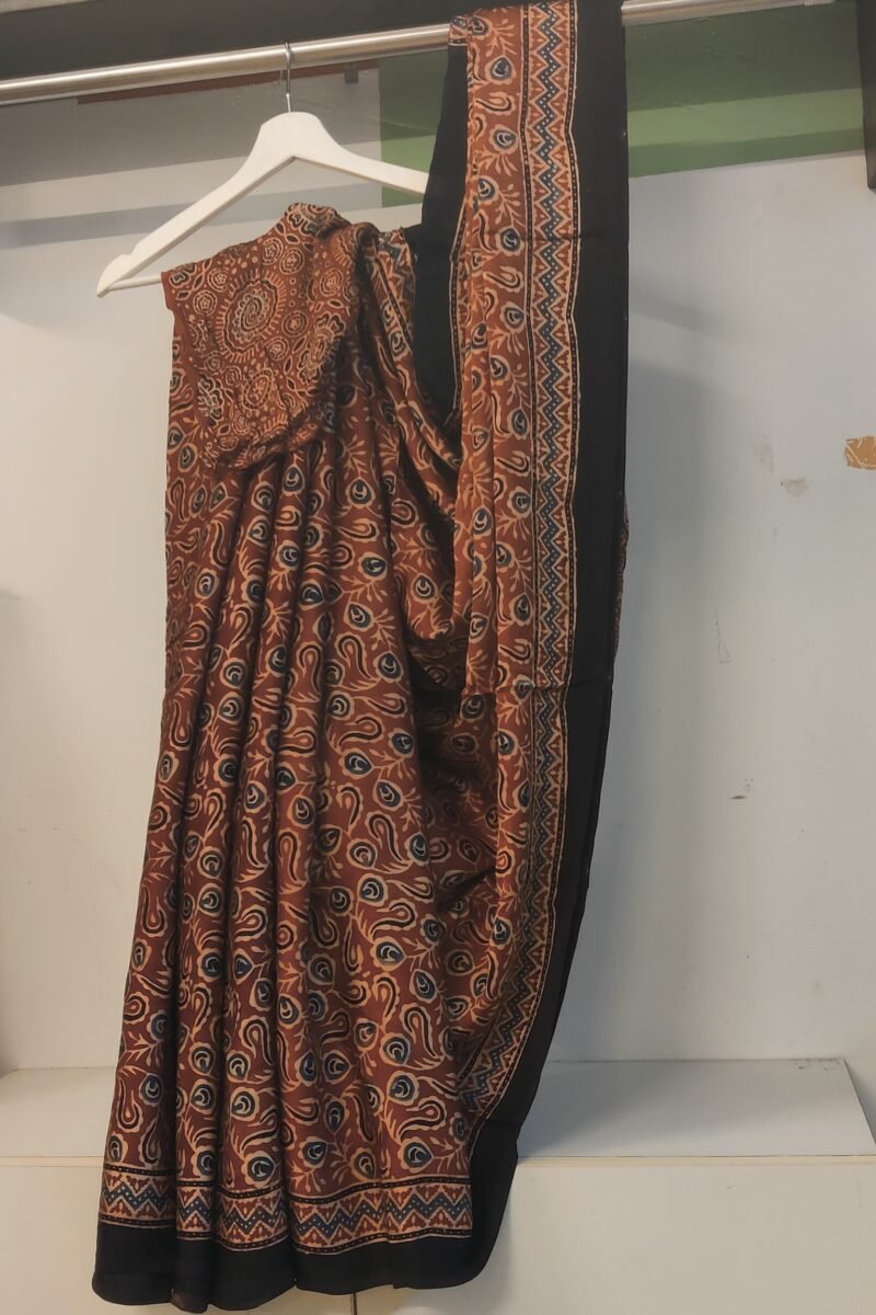 Bhuj Elegance - Red and Black - Ajrakh Modal Silk Vegetable Dyed Saree