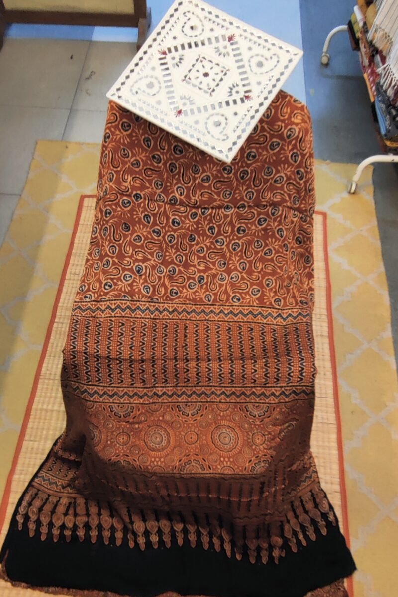 Bhuj Elegance - Red and Black - Ajrakh Modal Silk Vegetable Dyed Saree - Image 2