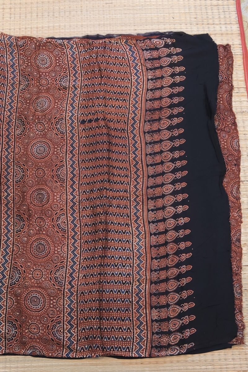 Bhuj Elegance - Red and Black - Ajrakh Modal Silk Vegetable Dyed Saree - Image 4