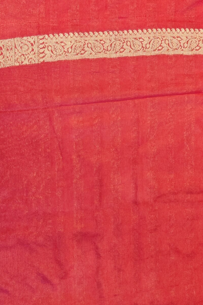 Banarasi Bloom: Red and Gold Khadi Silk Saree with Banarasi Weave - Image 6