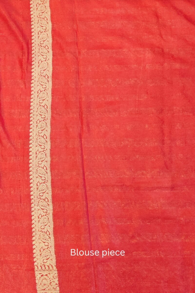 Banarasi Bloom: Red and Gold Khadi Silk Saree with Banarasi Weave - Image 8