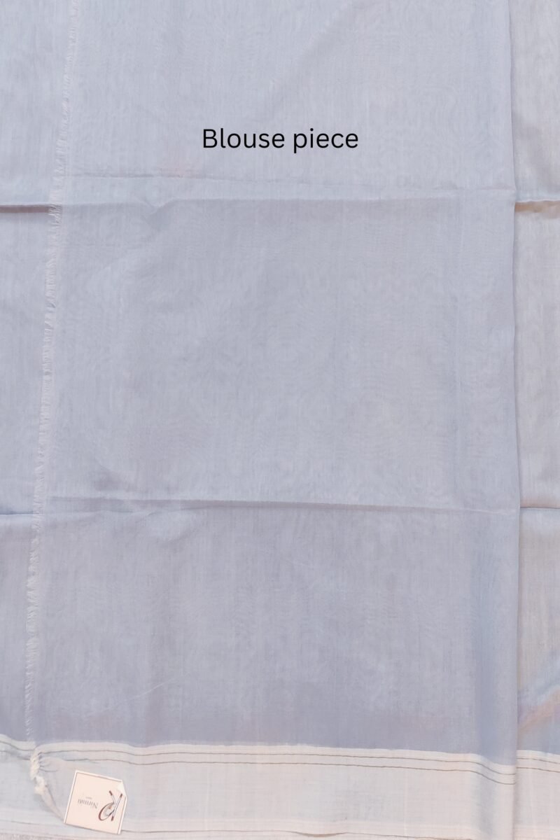Jamdani Joy - Grey Pastel Mul Cotton and Silk Handwoven Jamdani Saree - Image 8