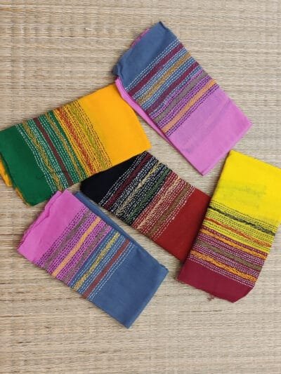 Bicolor Kantha Handcrafted Blouse Piece