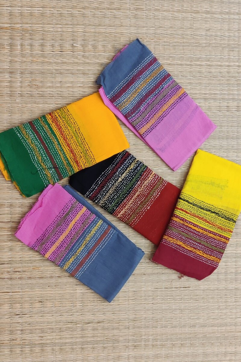 Bicolor Kantha Handcrafted Blouse Piece