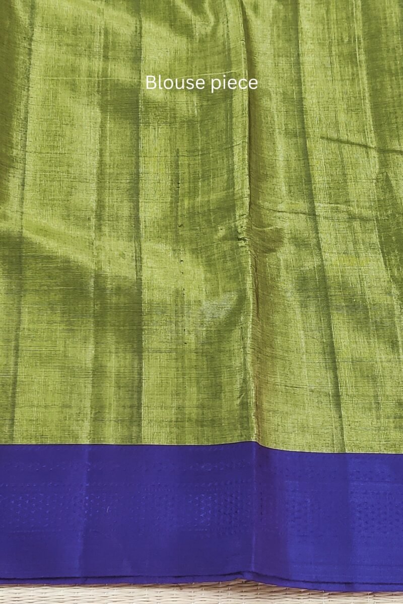 Ilkal Heritage - Crocodile Green with Dark Purple Self Weave Border - Ilkal Cotton Silk Saree - Image 8