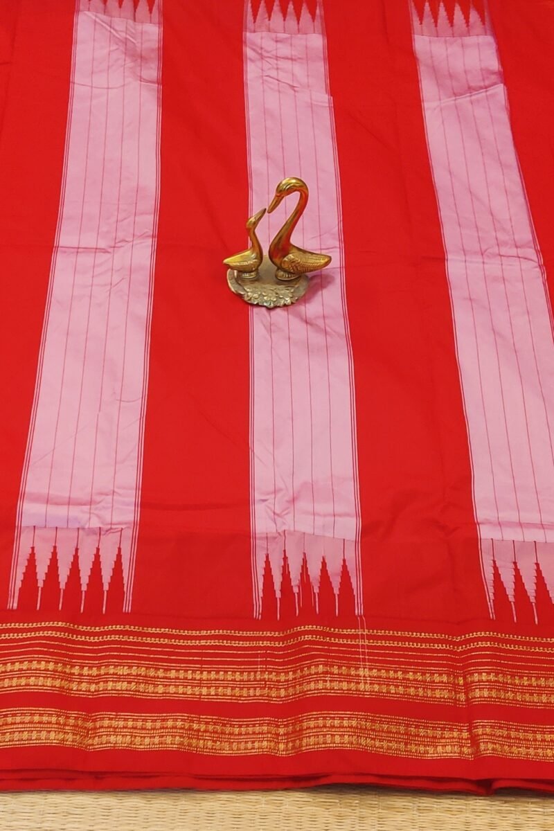 Ilkal Heritage - Turmeric Yellow with Red Temple Border - Ilkal Poly Silk Saree - Image 6