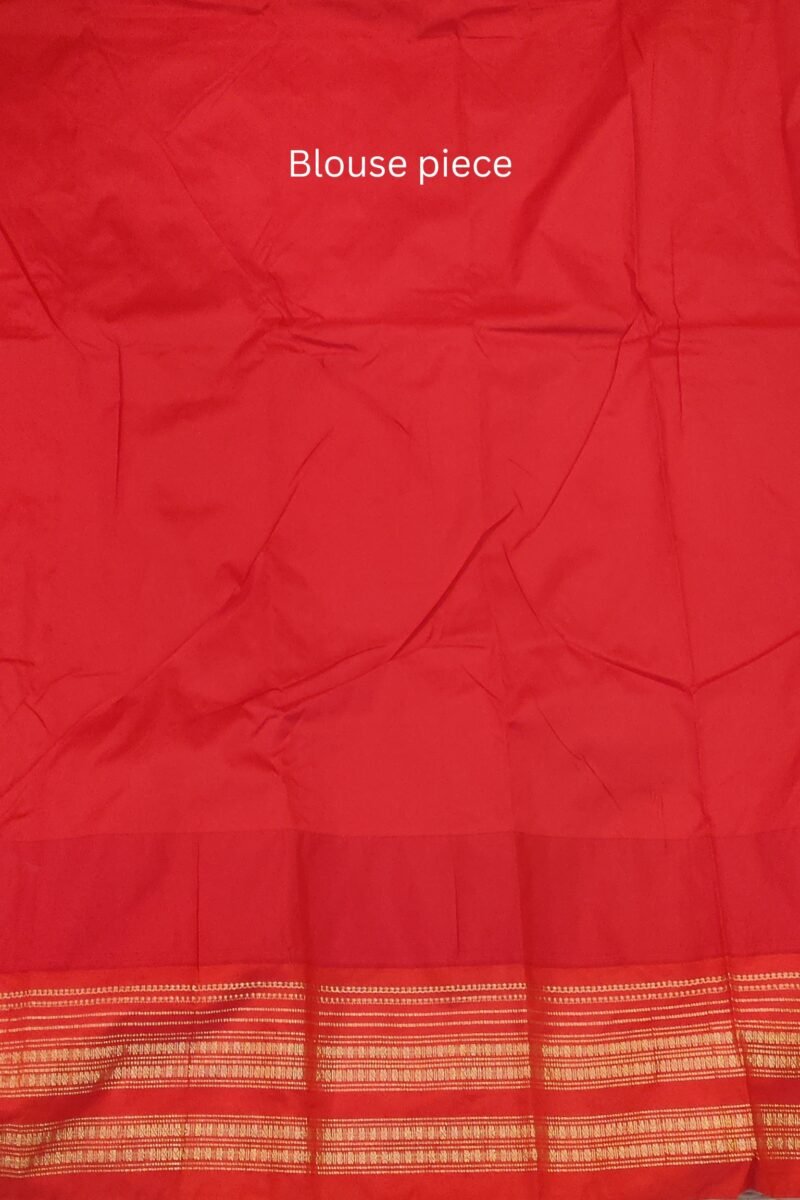 Ilkal Heritage - Turmeric Yellow with Red Temple Border - Ilkal Poly Silk Saree - Image 8
