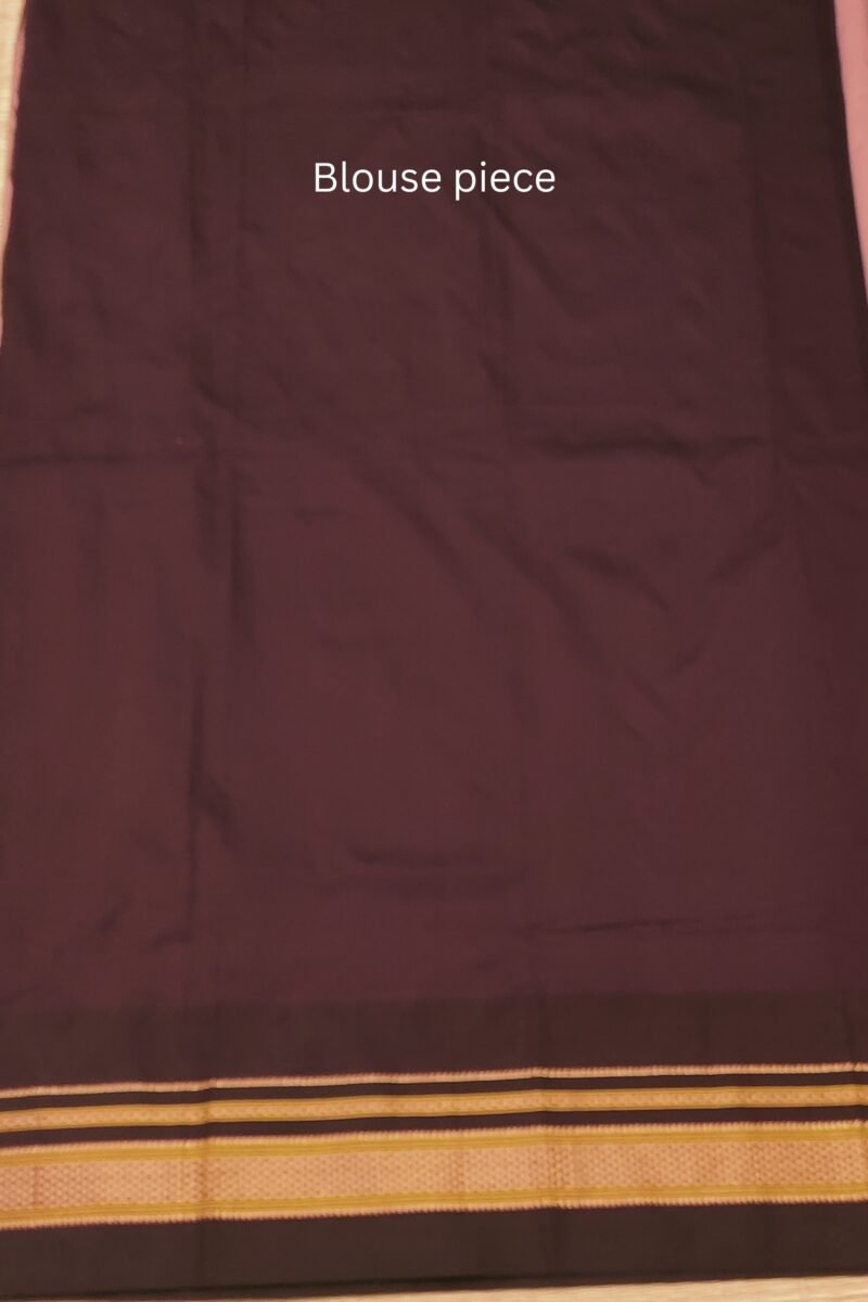 Ilkal Heritage - Onion Pink with Dark Wine Temple Border - Ilkal Poly Silk Saree - Image 8