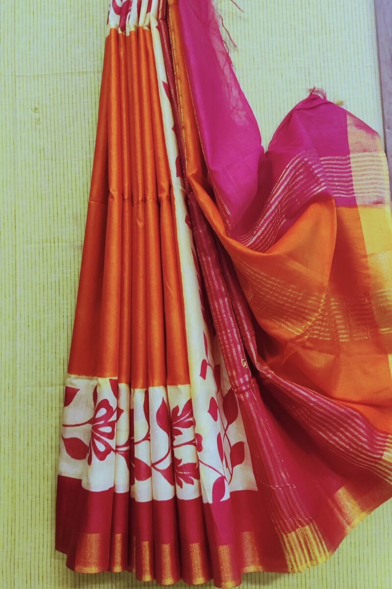 Jayshree Jiva - Orange and Magenta Cotton Silk Jayshree Staple Saree - Image 2