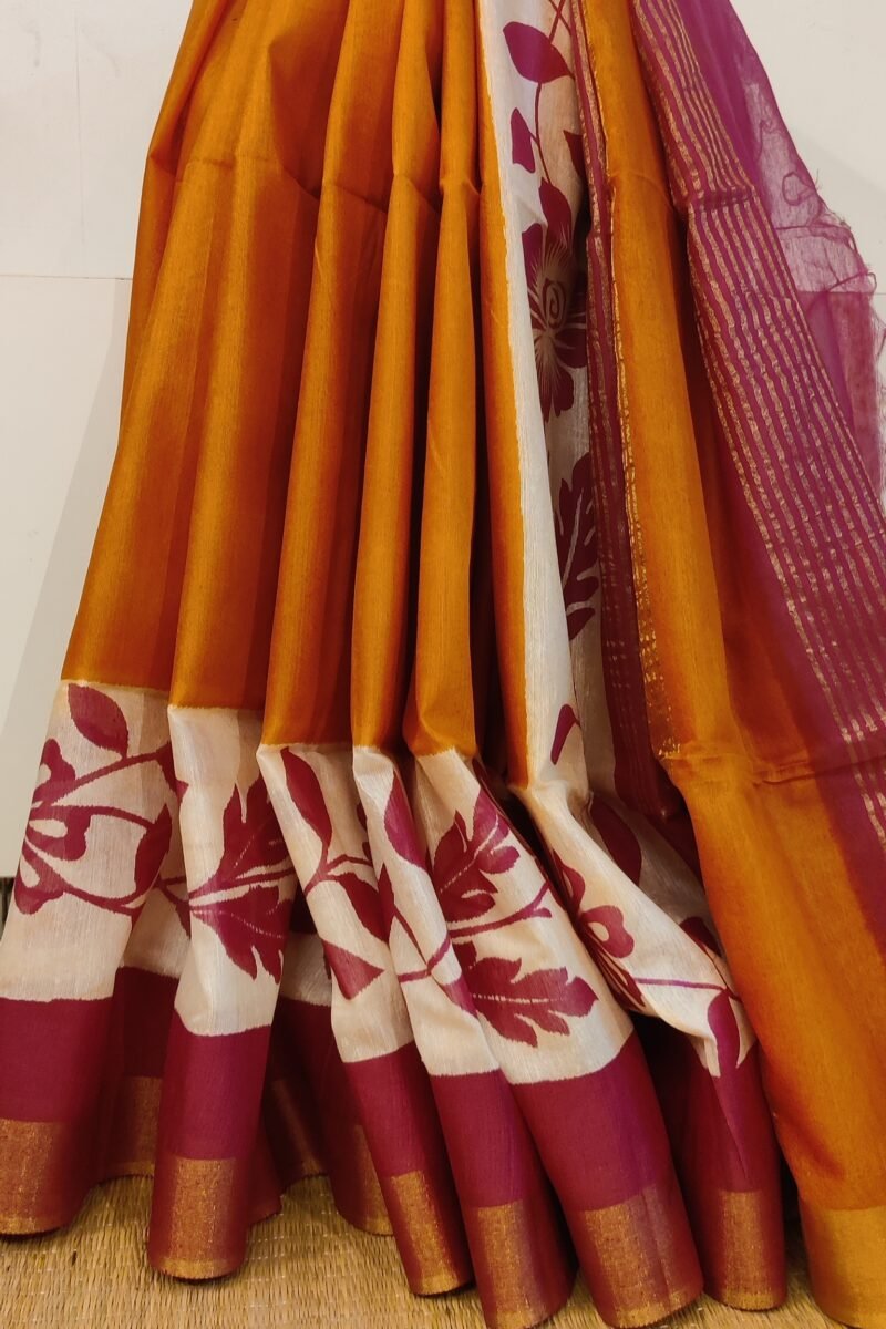 Jayshree Jiva - Orange and Magenta Cotton Silk Jayshree Staple Saree - Image 3
