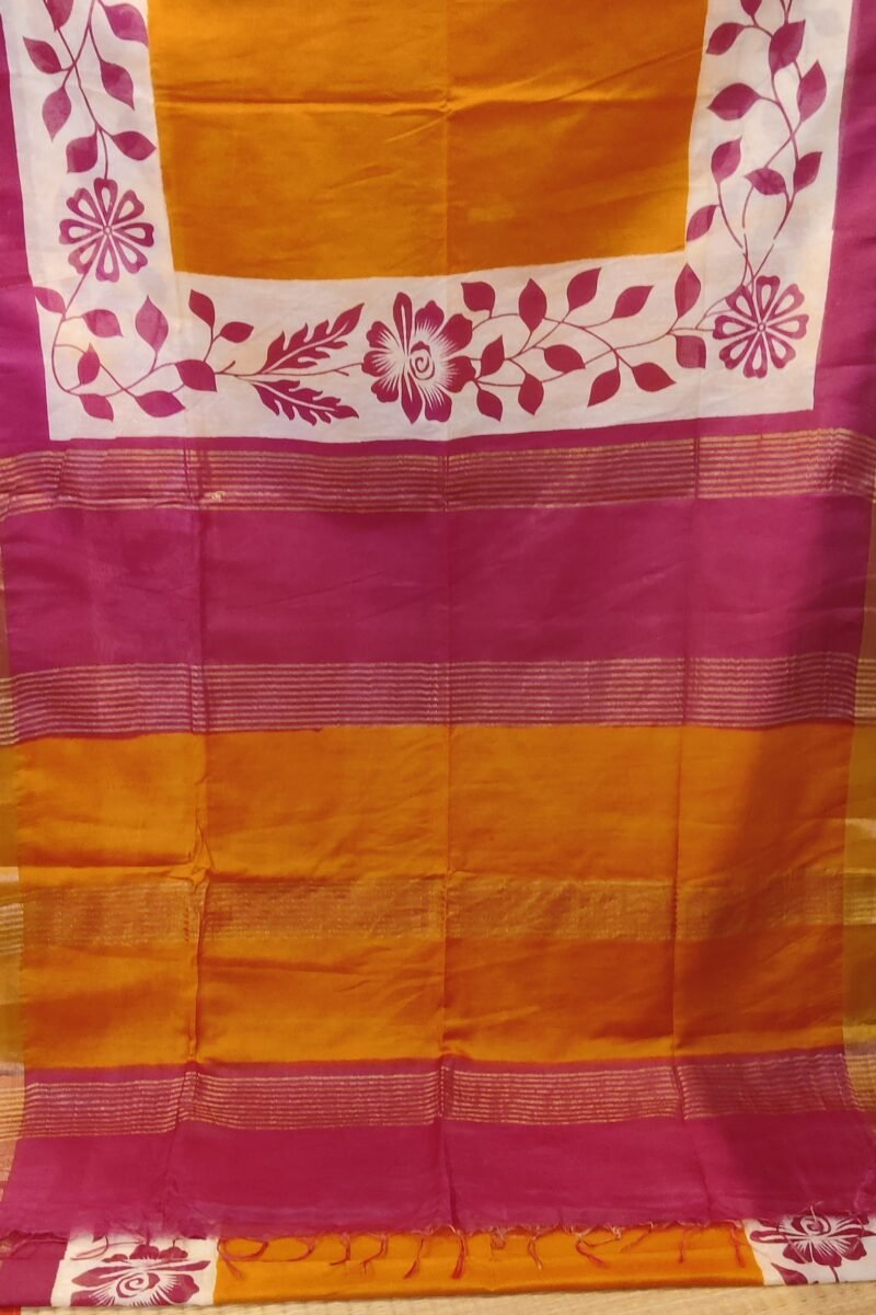 Jayshree Jiva - Orange and Magenta Cotton Silk Jayshree Staple Saree - Image 4