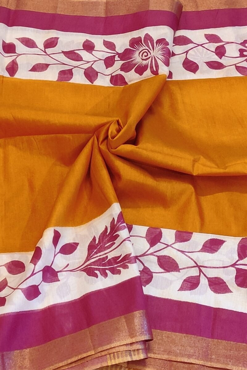 Jayshree Jiva - Orange and Magenta Cotton Silk Jayshree Staple Saree - Image 5