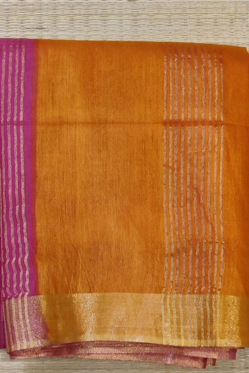 Jayshree Jiva - Orange and Magenta Cotton Silk Jayshree Staple Saree - Image 6