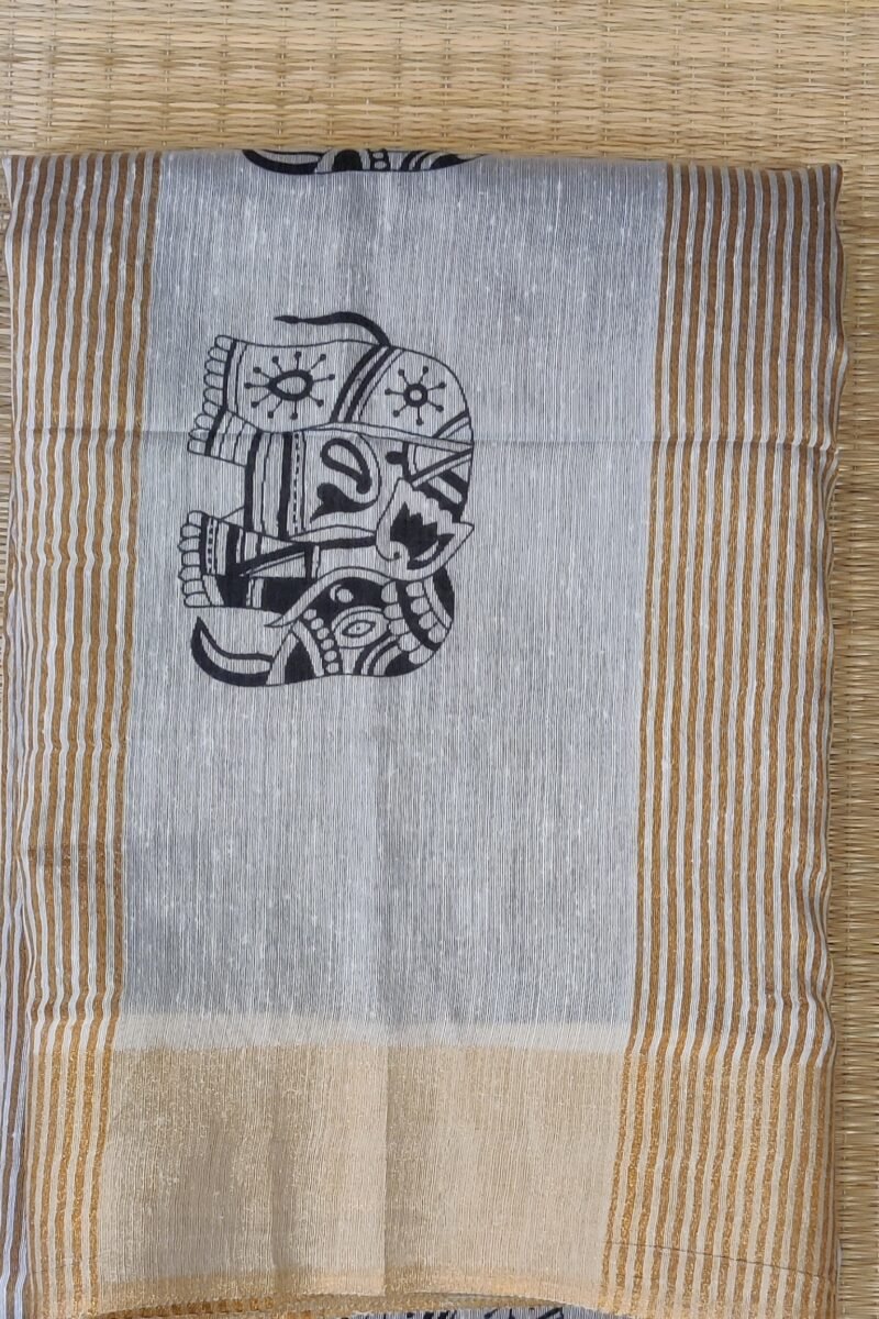 Jayshree Jiva - Off White and Black Cotton Silk Jayshree Staple Saree - Image 2