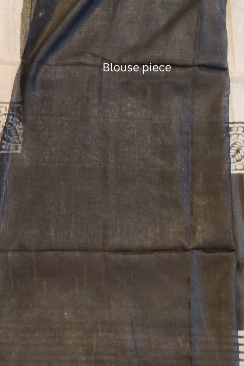 Jayshree Jiva - Off White and Black Cotton Silk Jayshree Staple Saree - Image 7