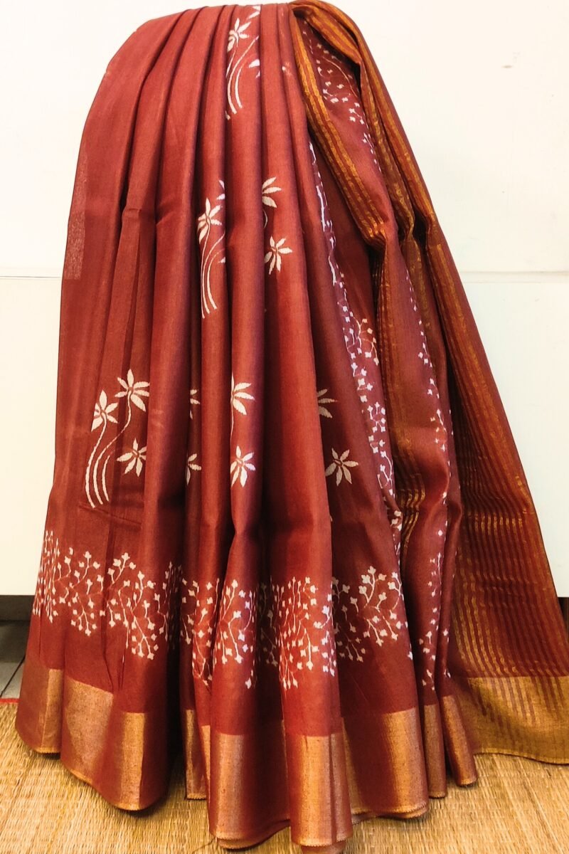 Jayshree Jiva - Brown and White Cotton Silk Jayshree Staple Saree - Image 2