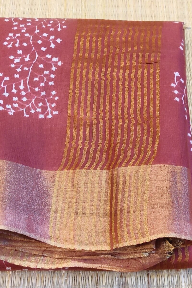 Jayshree Jiva - Brown and White Cotton Silk Jayshree Staple Saree - Image 3