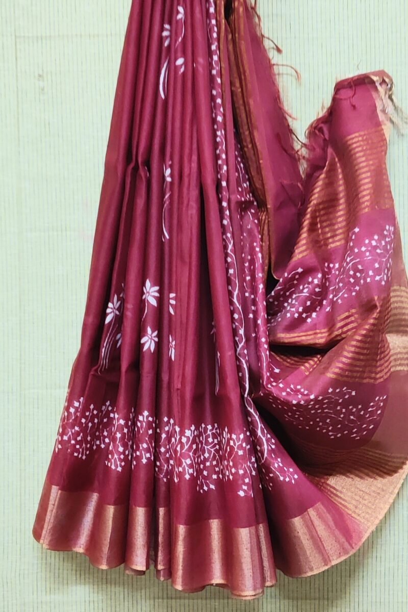 Jayshree Jiva - Brown and White Cotton Silk Jayshree Staple Saree - Image 4