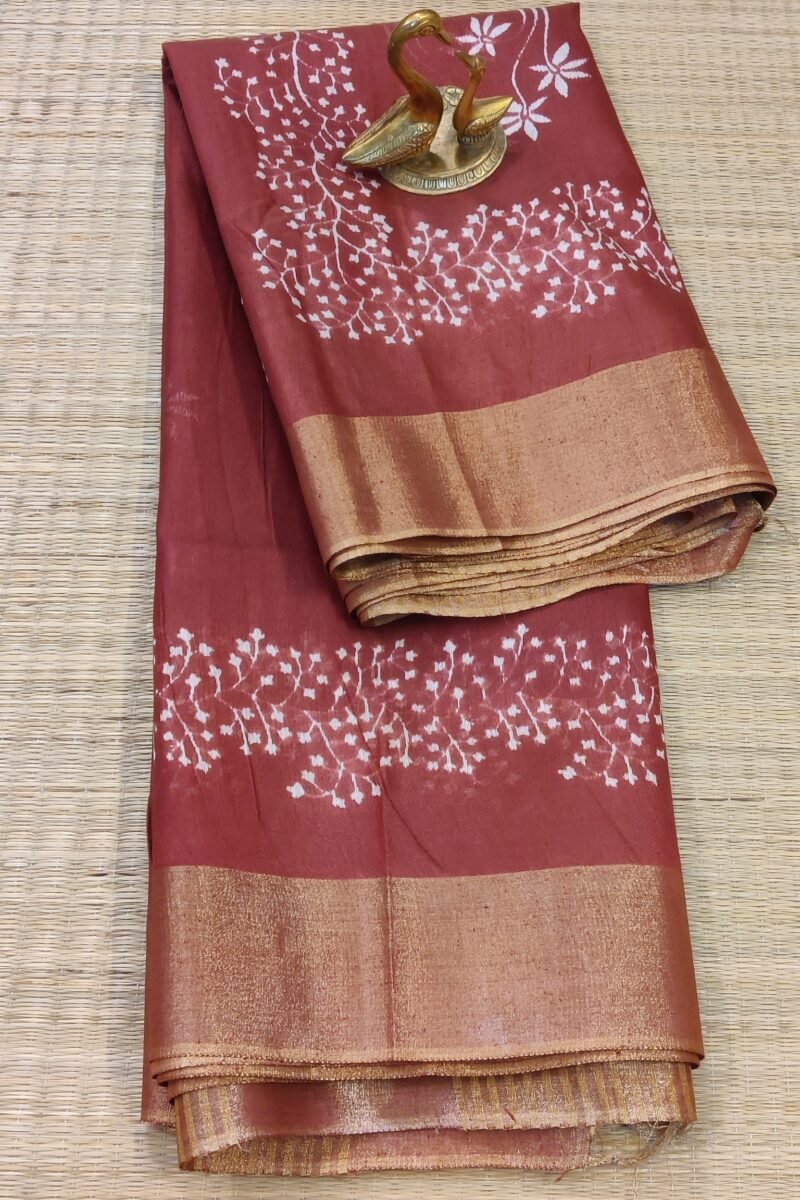 Jayshree Jiva - Brown and White Cotton Silk Jayshree Staple Saree