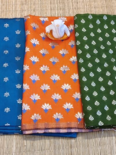 Banarasi Silver Leaf Cotton Silk Unstitched Blouse