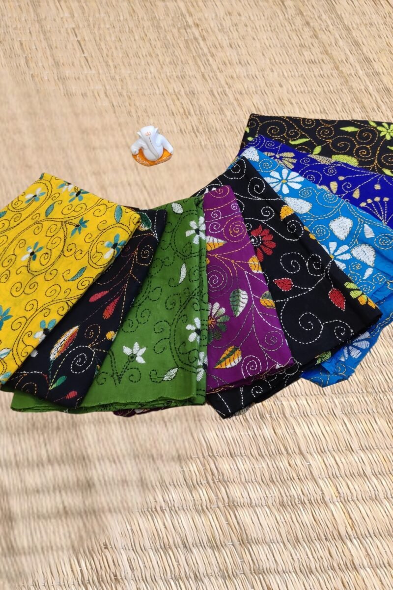 Heritage Flower and Leaf Full Kantha Blouse Piece