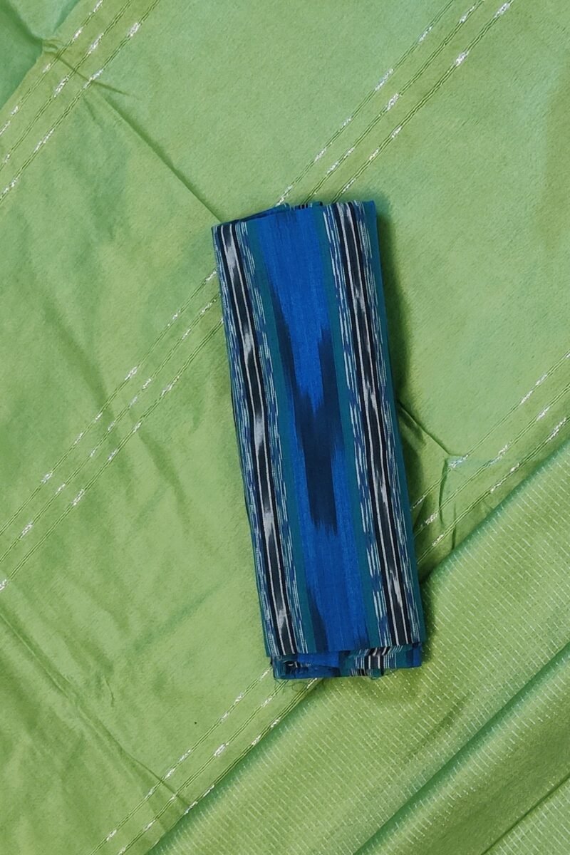 Viscose Vibrance: Parrot Green and White Thread Work Kota Viscose Saree - Image 4