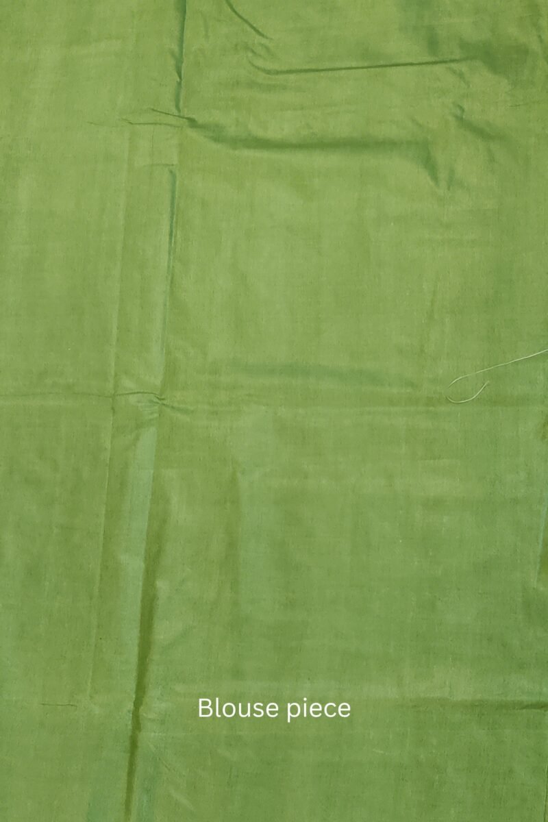 Viscose Vibrance: Parrot Green and White Thread Work Kota Viscose Saree - Image 8