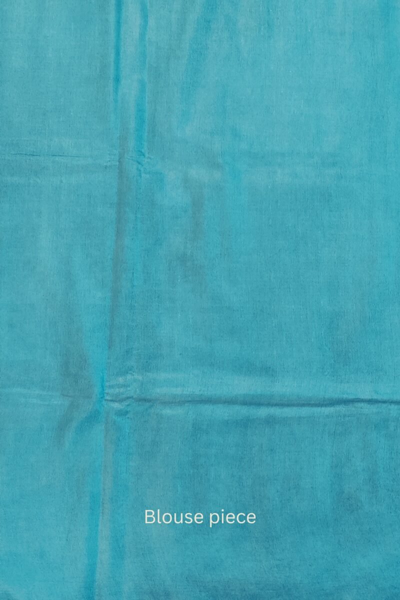 Viscose Vibrance: Light Blue and White Thread Work Kota Viscose Saree - Image 8