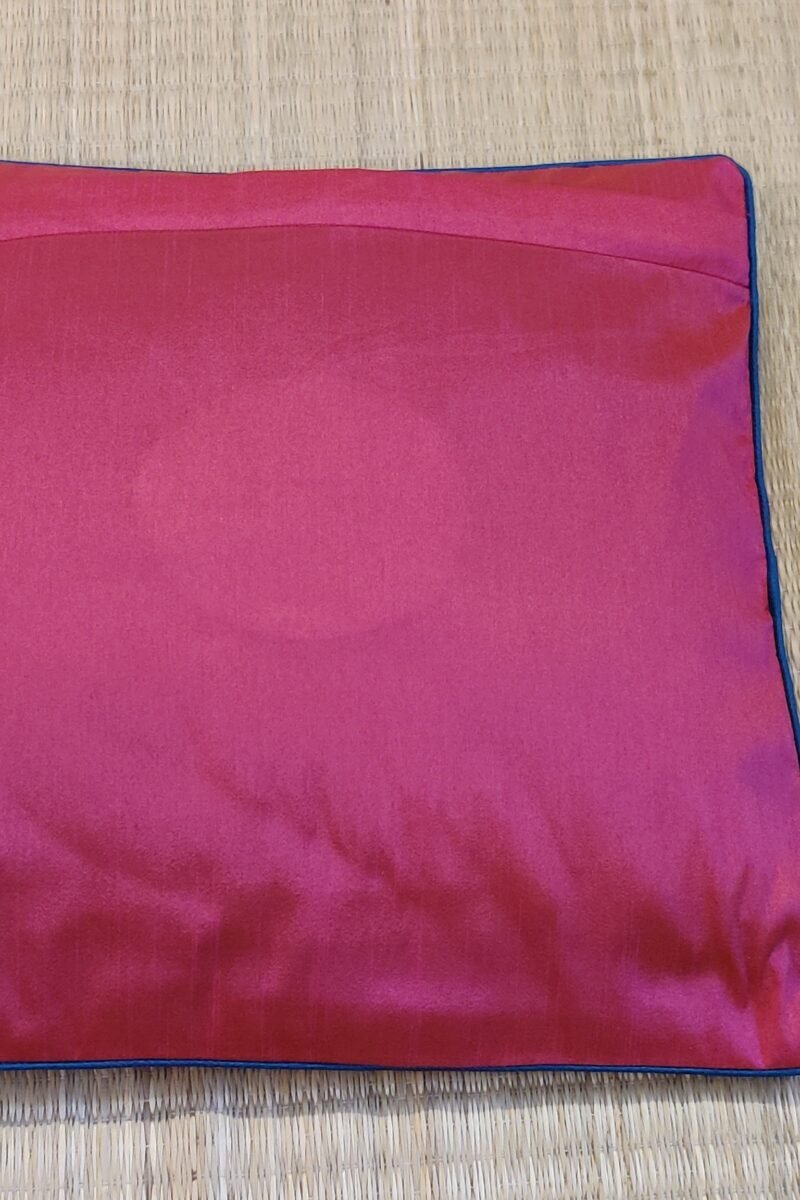 Cozy Cushion: Hot Pink Raw Silk with Polka Dot Booties and Teal Piping Cushion Cover 16" X 16" - Image 7