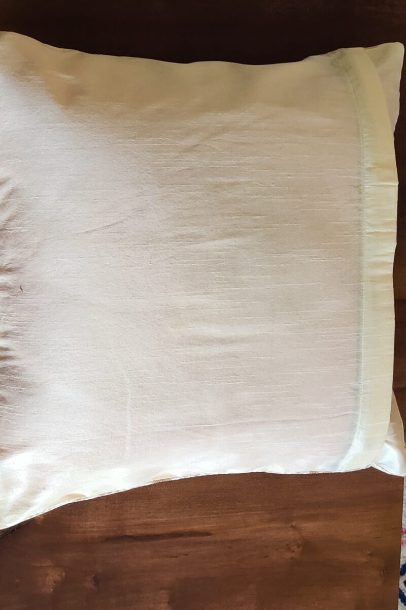 Cozy Cushion: White Raw Silk with Fawn and Gold Thread Weave Cushion Cover 16" X 16" - Image 7