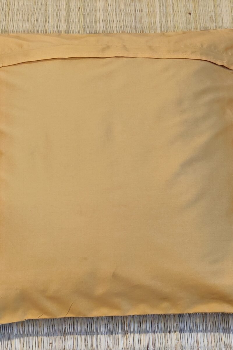 Cozy Cushion: Fawn Banarasi Silk With Teardrop Honeycomb Pattern Cushion Cover 16" X 16" - Image 7