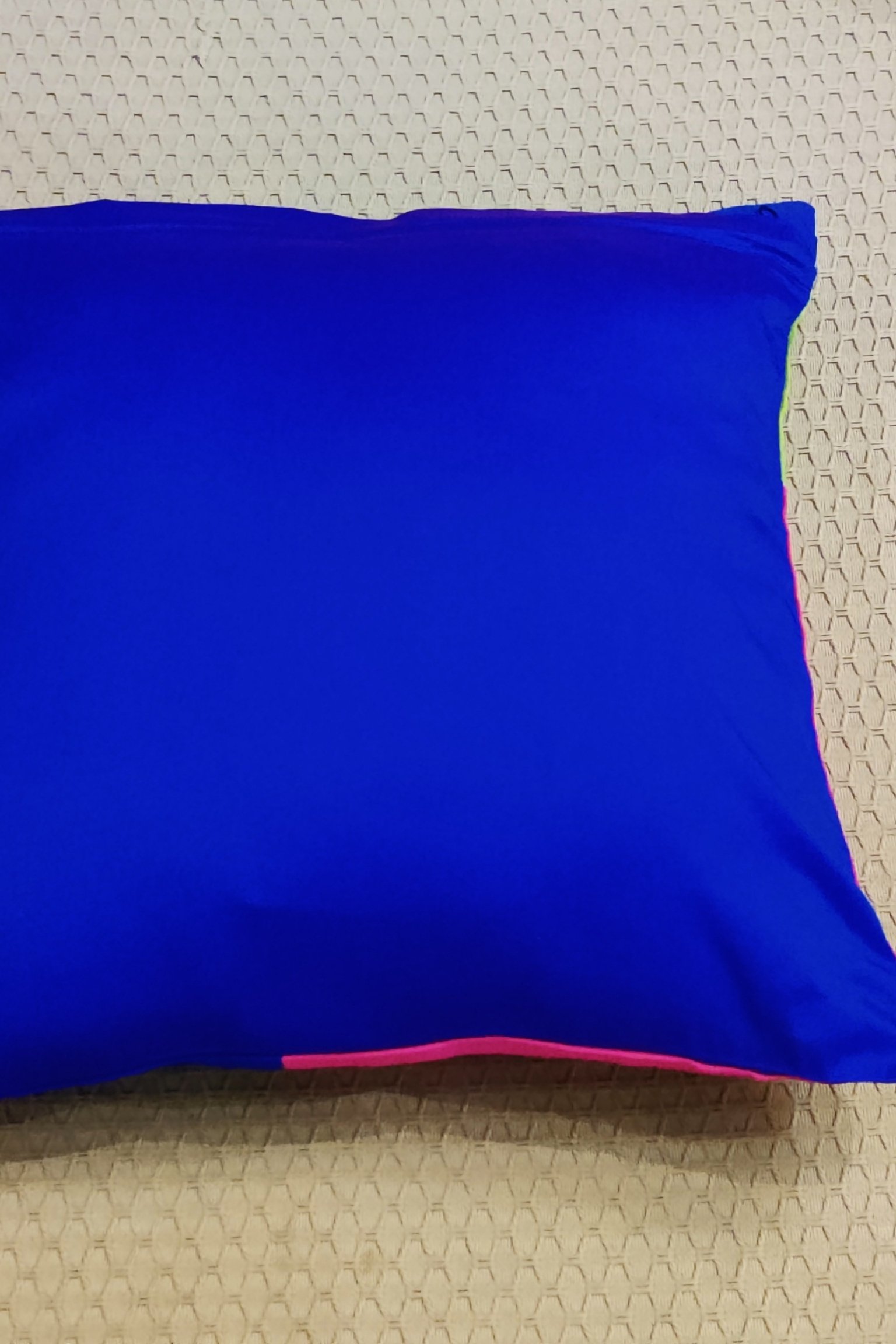 Cozy Cushion: Lime Green Raw Silk Patchwork Cushion Cover 16" X 16" - Image 7