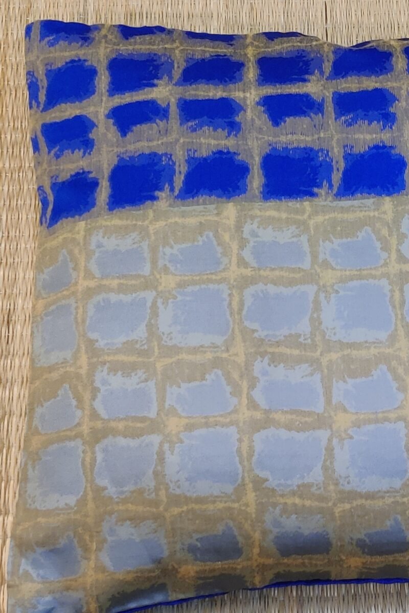 Cozy Cushion: Blue and Grey Raw Silk Box Pattern Cushion Cover 16" X 16" - Image 6