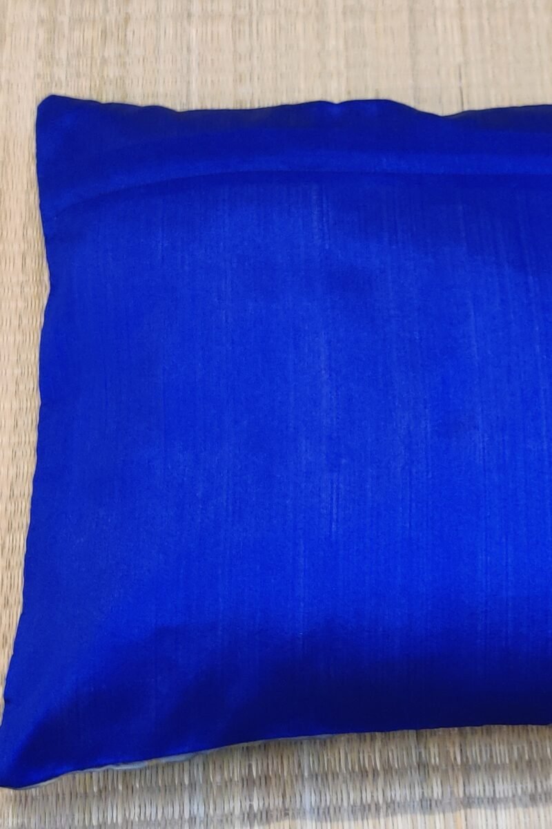 Cozy Cushion: Blue and Grey Raw Silk Box Pattern Cushion Cover 16" X 16" - Image 7