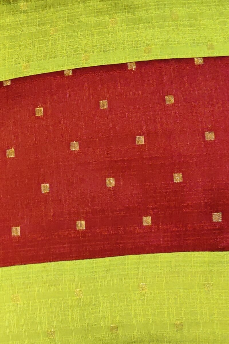 Cozy Cushion: Lime Green and Red  Raw Silk In Parallel Pattern Cushion Cover 16" X 16" - Image 6