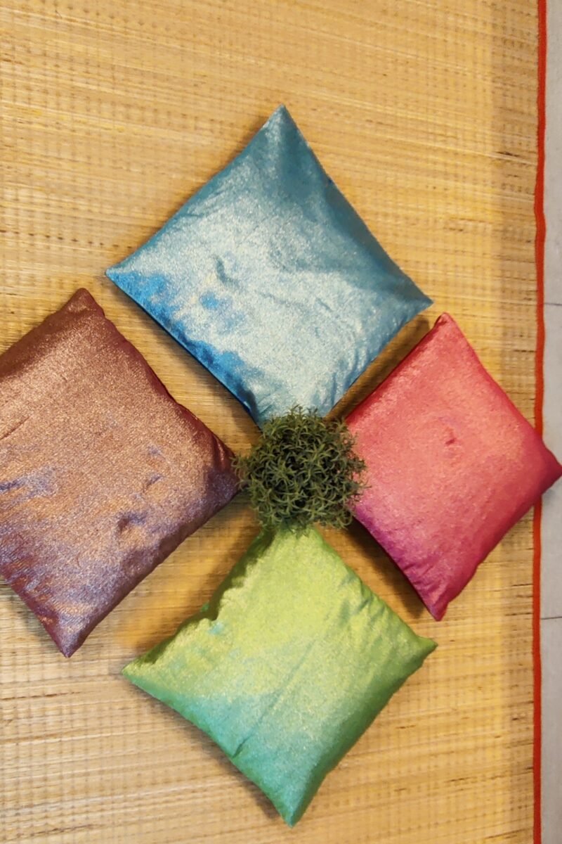 Cozy Cushion: Rich Maroon Shimmer Banarasi Silk Cushion Cover 16" X 16" - Image 4