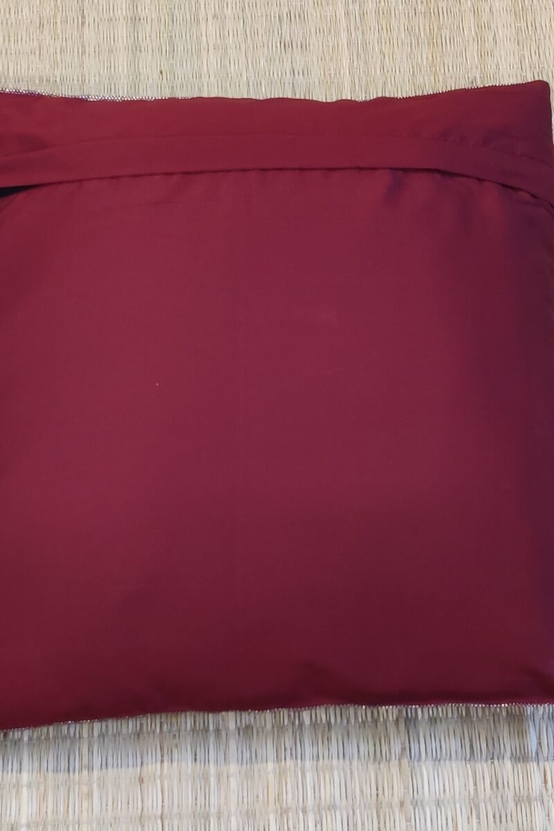 Cozy Cushion: Rich Maroon Shimmer Banarasi Silk Cushion Cover 16" X 16" - Image 6