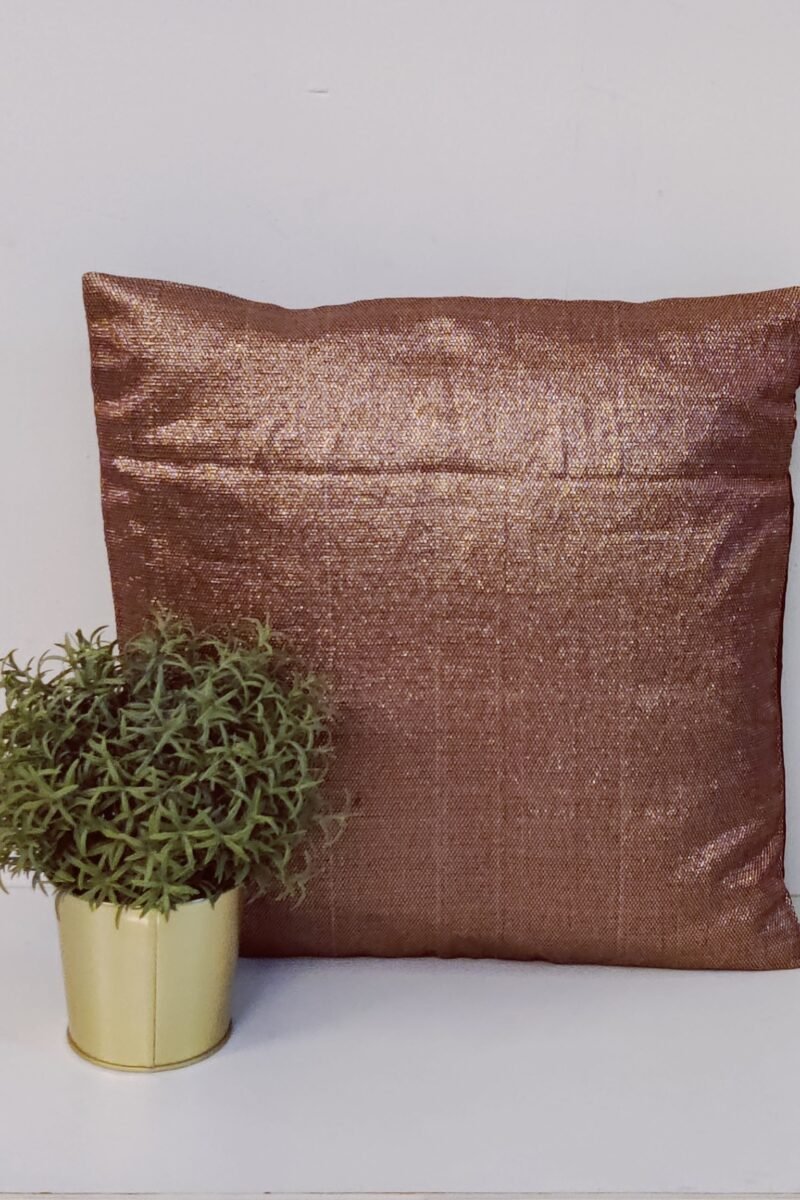 Cozy Cushion: Rich Maroon Shimmer Banarasi Silk Cushion Cover 16" X 16"
