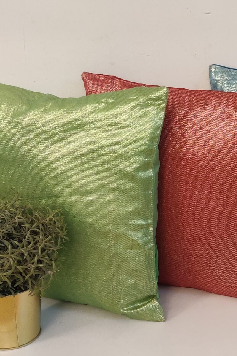 Cozy Cushion: Off White Raw Silk With Multicolor Digital Print Cushion Cover 16" X 16" - Image 5