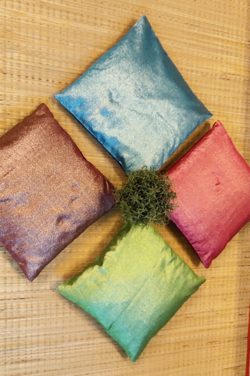 Cozy Cushion: Pista Green Shimmer Banarasi Silk Cushion Cover 16" X 16" - Image 4