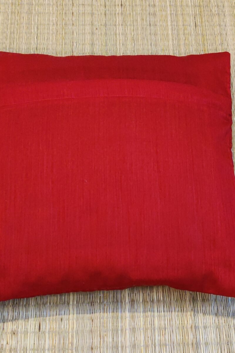 Cozy Cushion: Red and Gold Stripe Banarasi Silk Cushion Cover 16" X 16" - Image 7