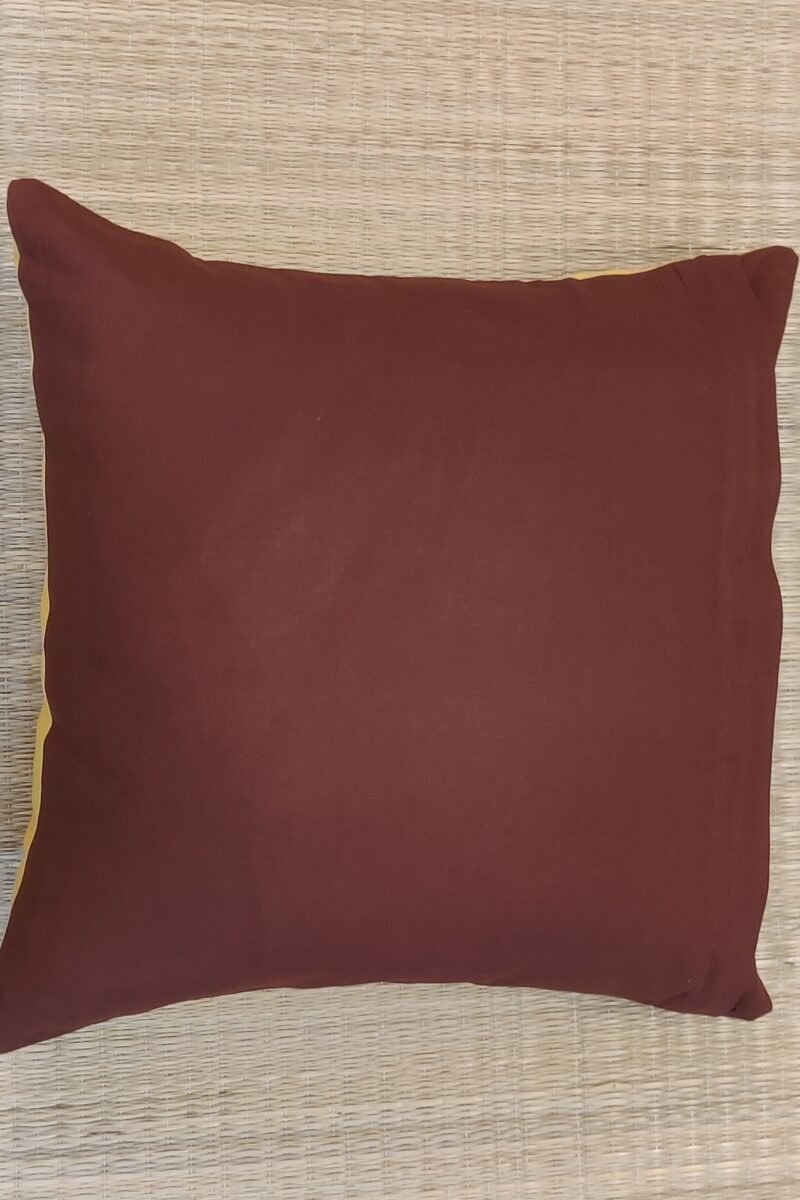 Cozy Cushion: Mustard and Brown Reversible Cotton Cushion Cover 16" X 16" - Image 6