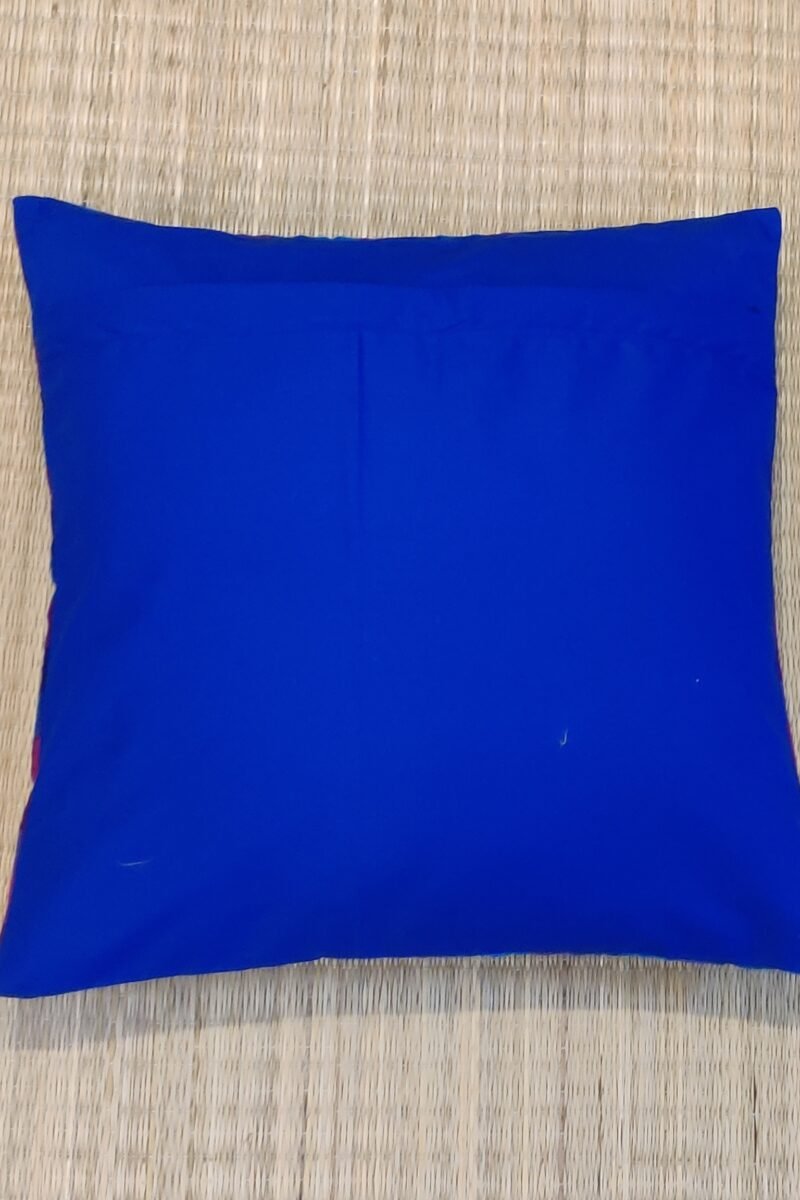 Cozy Cushion: Blue and Hot Pink Checkered Cushion South Cotton Cover 16" X 16" - Image 7