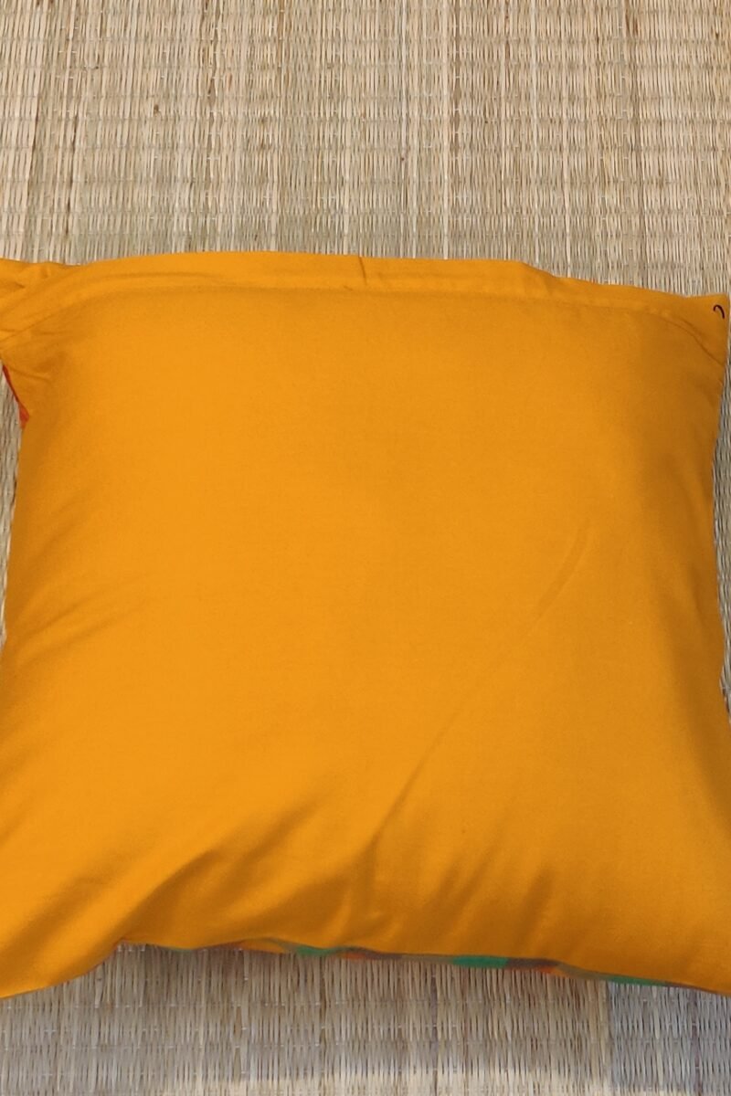 Cozy Cushion: Orange, Red, and Green Checkered South Cotton Cushion Cover 16" X 16" - Image 7