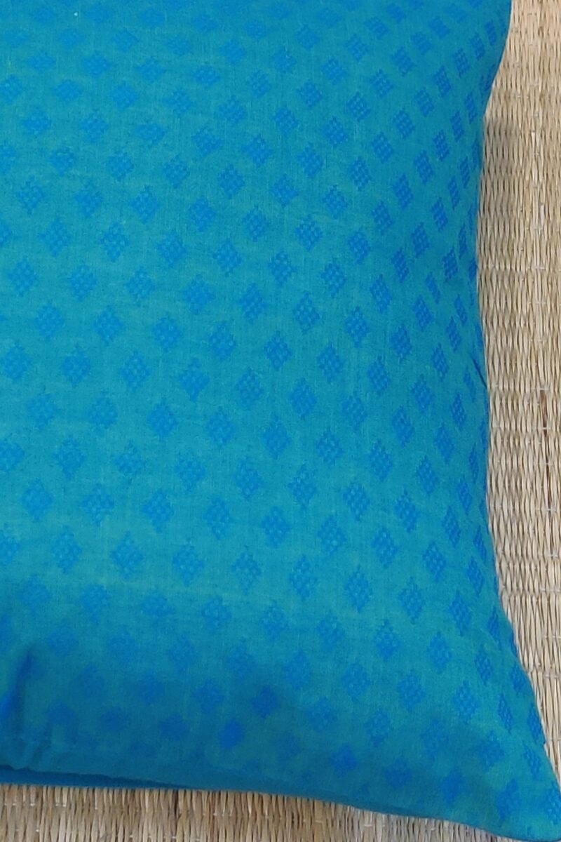 Cozy Cushion: Sea Green Diamond Weave South Handloom Cotton Cushion Cover 16" X 16" - Image 6