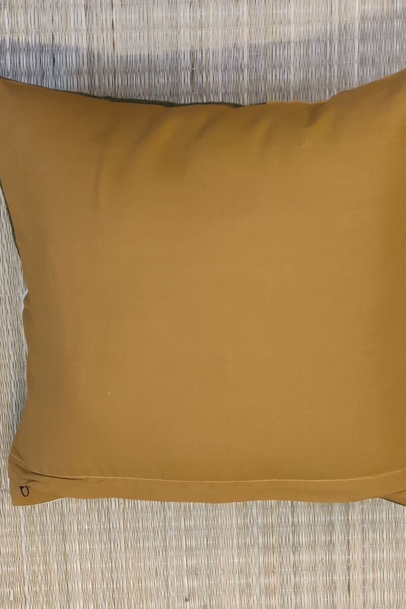 Cozy Cushion: Cream, Green and Mustard Patchwork with South Cotton Handloom Cushion Cover 16" X 16" - Image 7