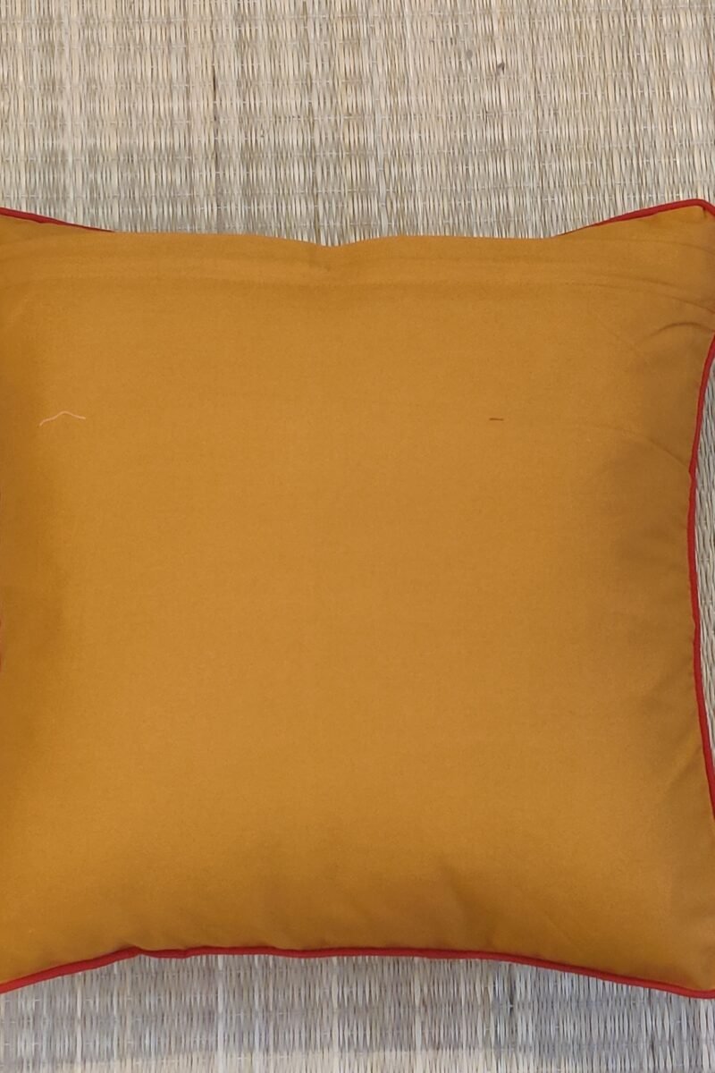 Cozy Cushion: Cream and Red Ikat Cotton with Red Piping Cushion Cover 16" X 16" - Image 5