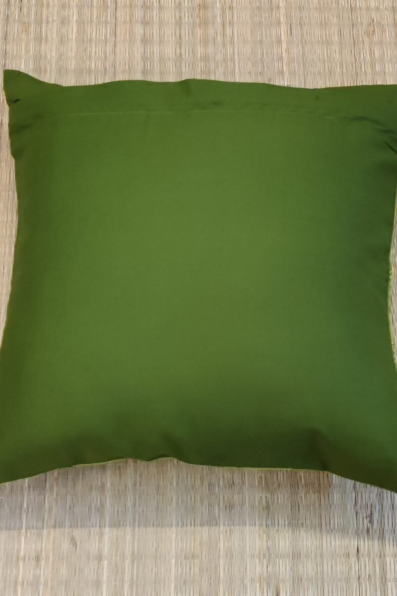 Cozy Cushion: Vibrant Green with Yellow Stripes Handloom Cotton Cushion Cover 16" X 16" - Image 7